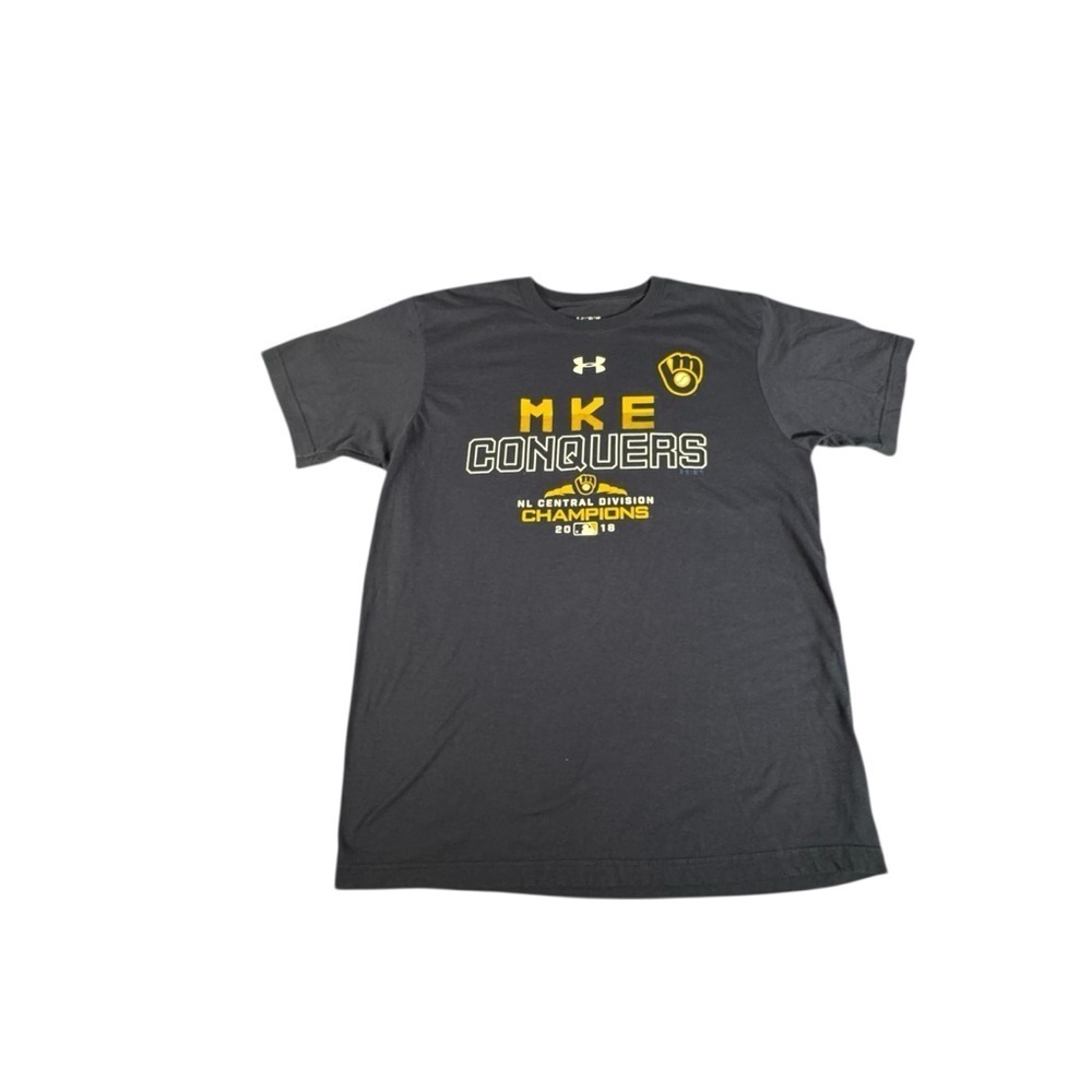 Milwaukee Brewers Under Armour T-Shirt LG MLB 2018 NL Central Champs MKE Conquer